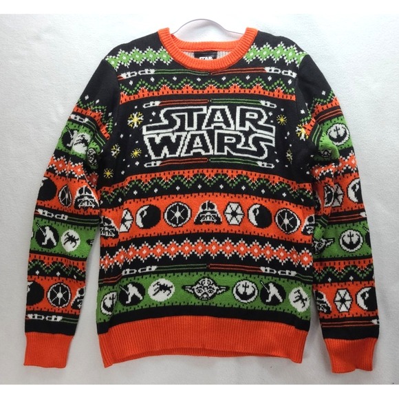 Geeknet Star Wars Holiday Ugly  Christmas Sweater Yoda Vader Mens Size L - Picture 1 of 11